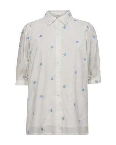 Freequent - Top Stream Brilliant White With Chambray Blue Flowers