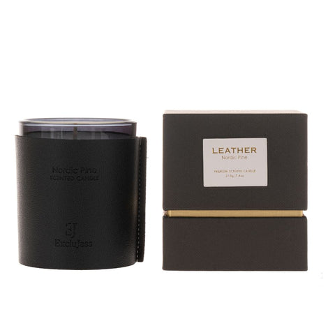 ExcluJess - Black Leather Candle Nordic Pine