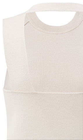 YAYA - Knitted Top Crewneck Open Back Offwhite