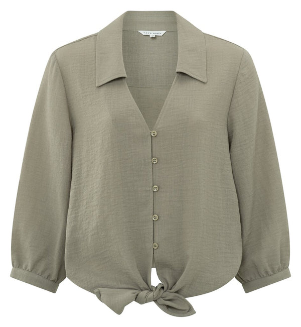 YAYA - Blouse Knotted Detail Army Green