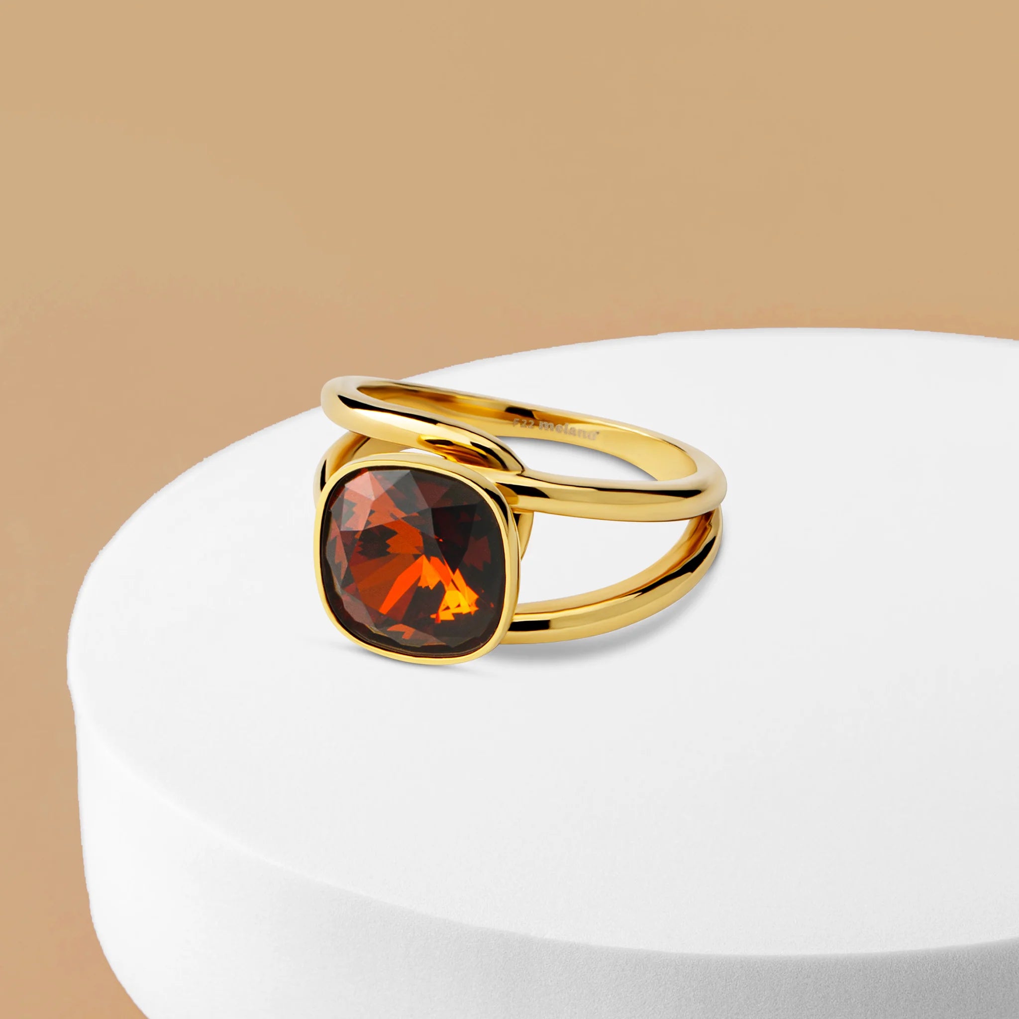 Melano - Steen Twisted Circular Smoked Amber Goud/Zilver