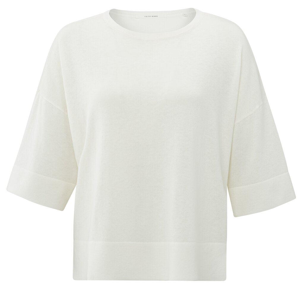 YAYA - Shirt Oversized Fine Knitted Wool White - Luxedy