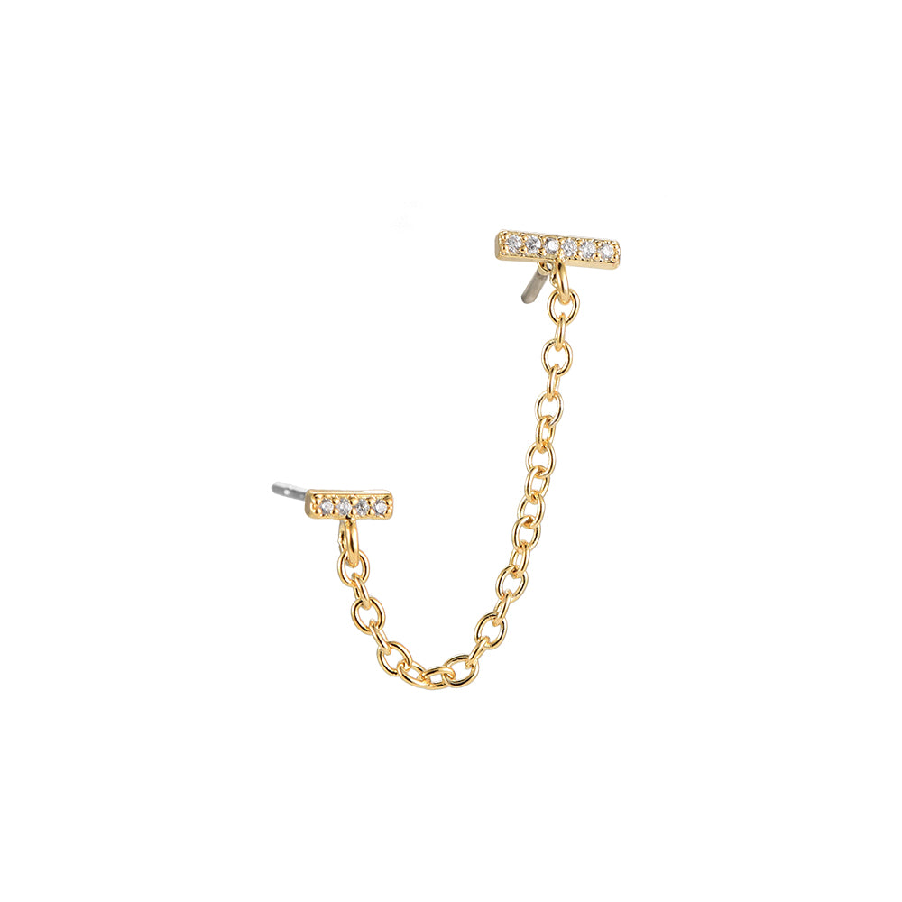 Dotti Love - Oorbellen Earchain Gold Shining Bars