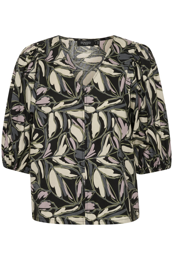 Soaked in Luxury - Blouse Frankie Black Leaf Print