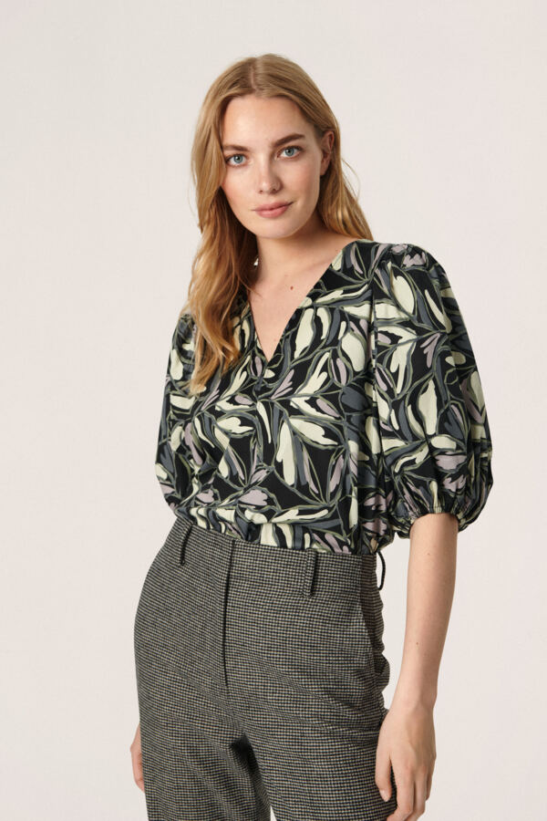 Soaked in Luxury - Blouse Frankie Black Leaf Print