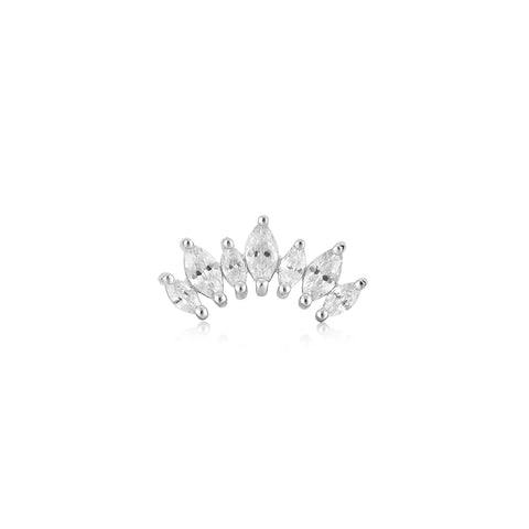 Ania Haie - Oorbel piercing (per stuk) Silver Sparkle Marquise Climber Barbell