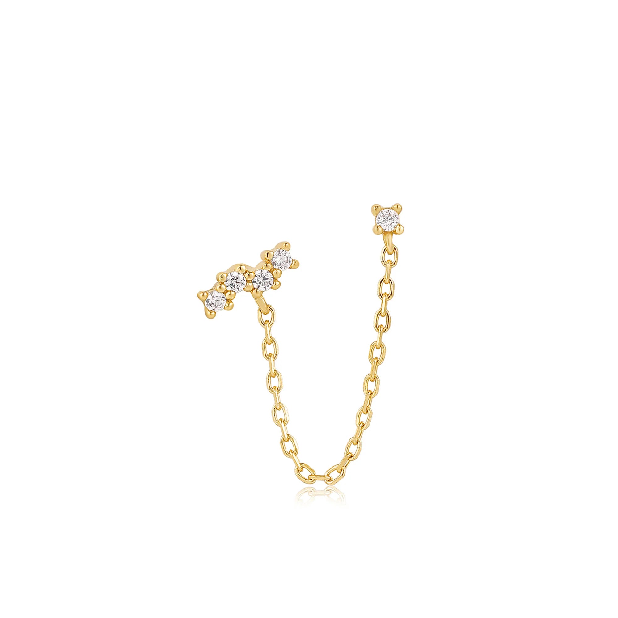Ania Haie - Oorbel (per stuk) Gold Celestial Drop Chain Barbell