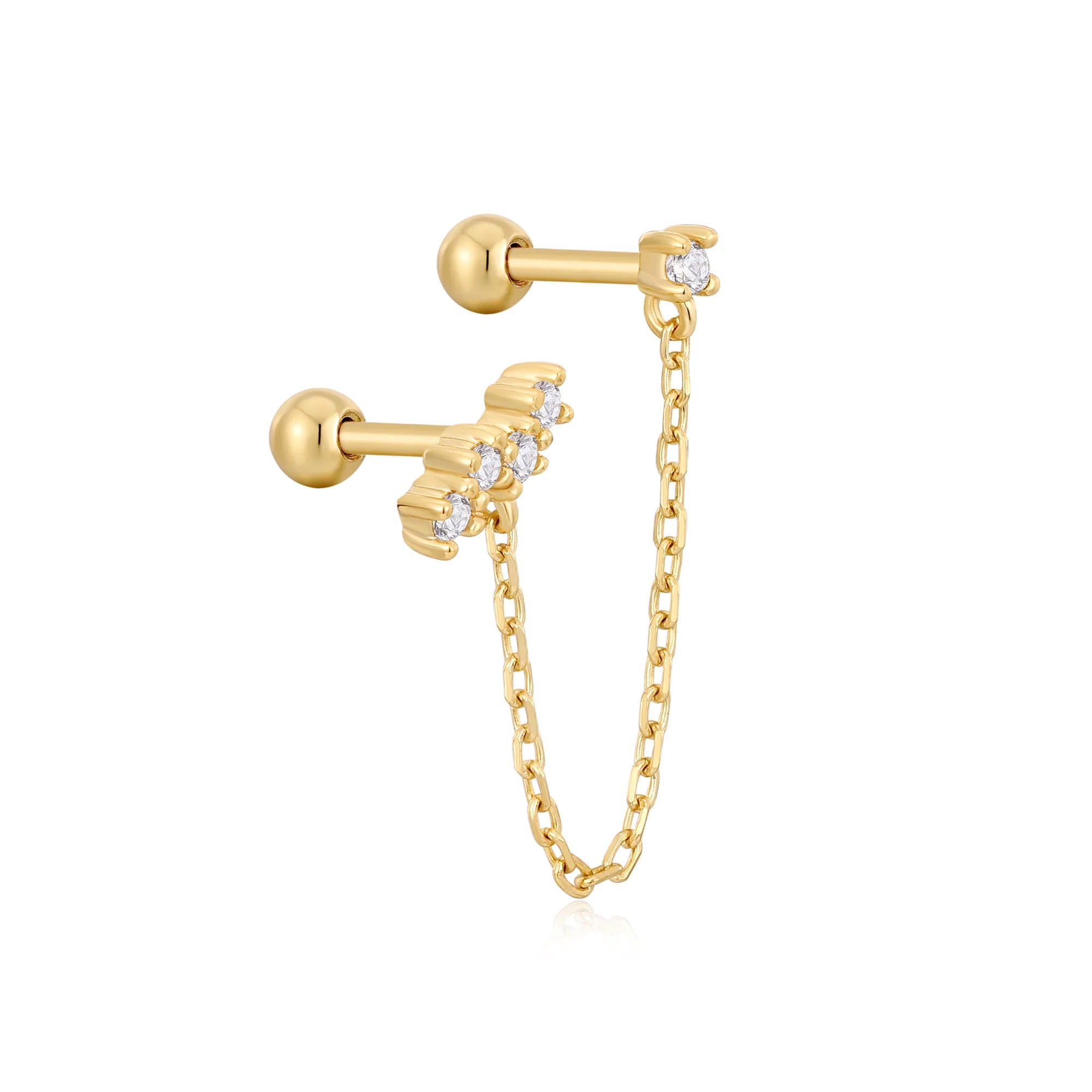 Ania Haie - Oorbel (per stuk) Gold Celestial Drop Chain Barbell