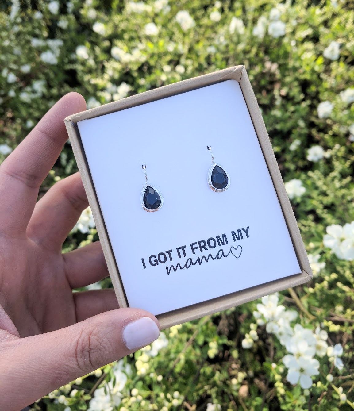 Oorbellen Gift Set - I got it from my mama - Silver Black - Luxedy
