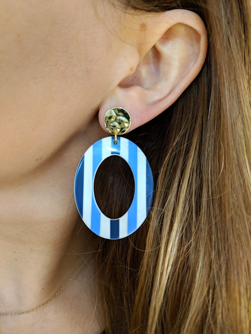 Like Jewellery - Oorbellen Ziva Stripes Blue