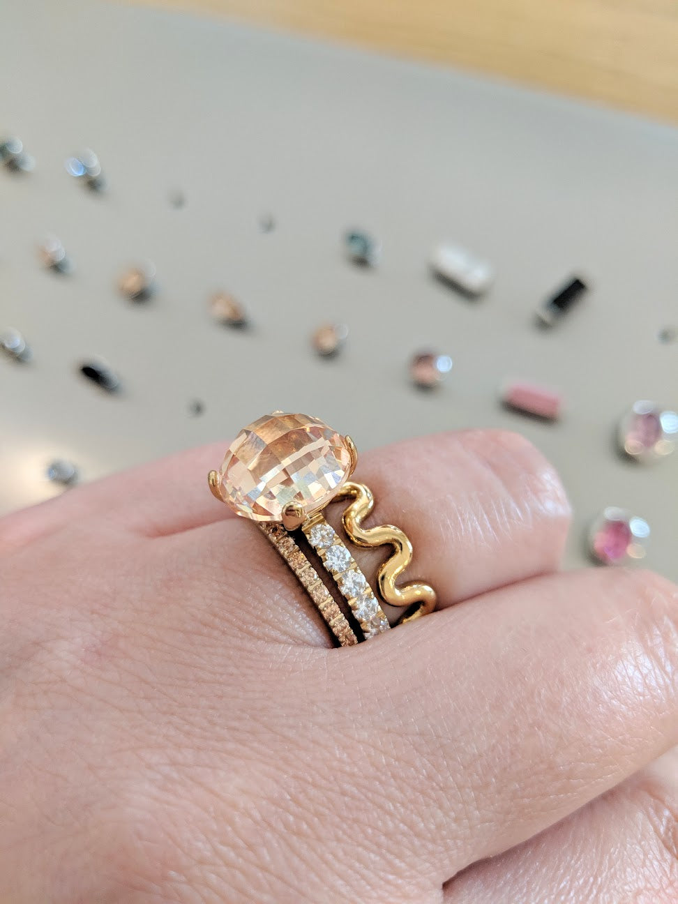 Melano - Ring Twisted Crystal Goud
