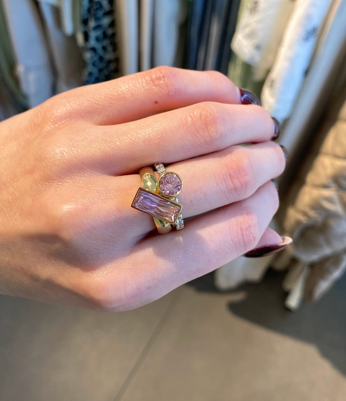 Melano - Ring Twisted Crystal Goud
