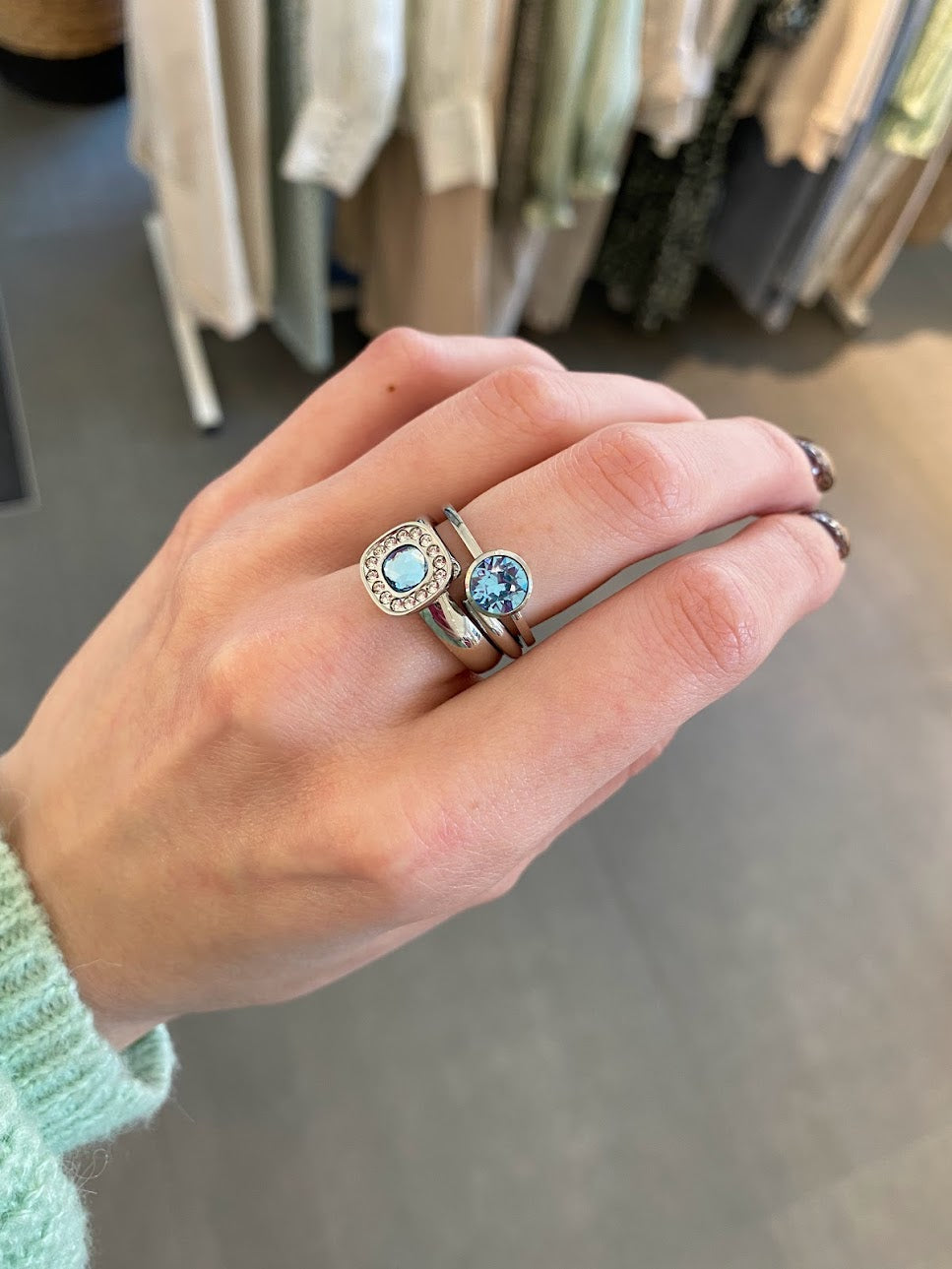 Melano - Steen Twisted 6mm Aquamarine (goud - zilver)