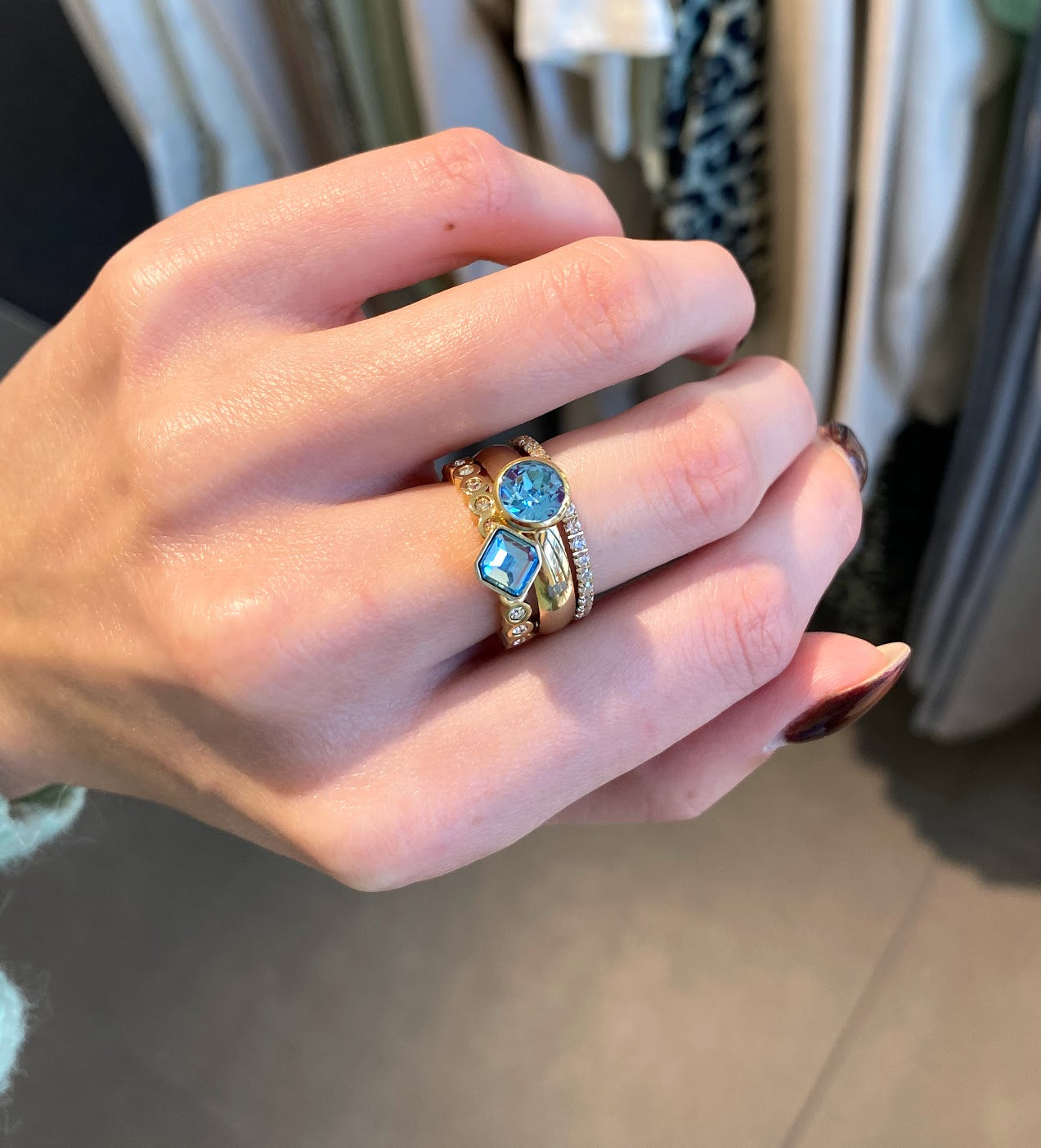 Melano - Steen Twisted 6mm Aquamarine (goud - zilver)