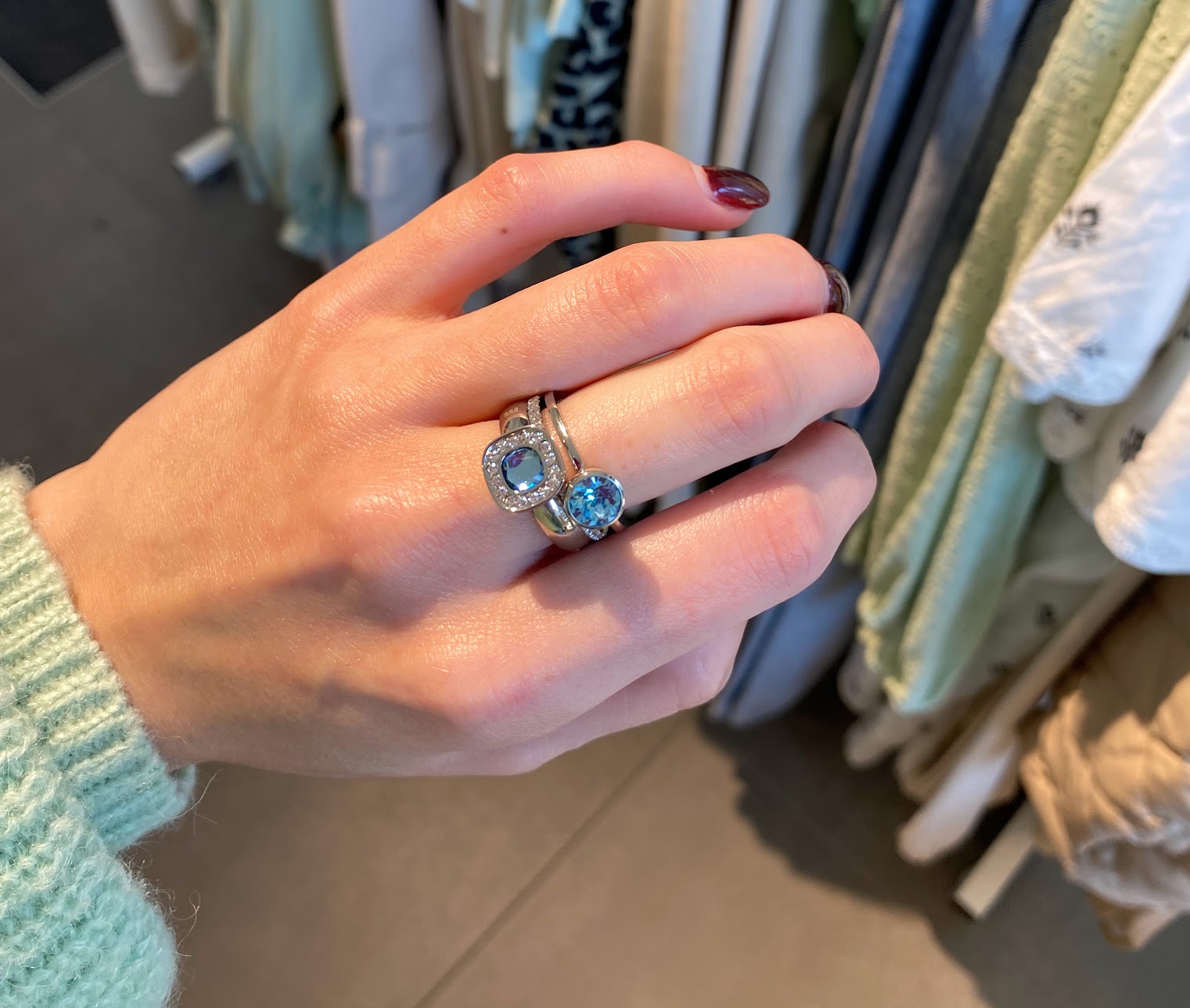 Melano - Steen Twisted 6mm Aquamarine (goud - zilver)