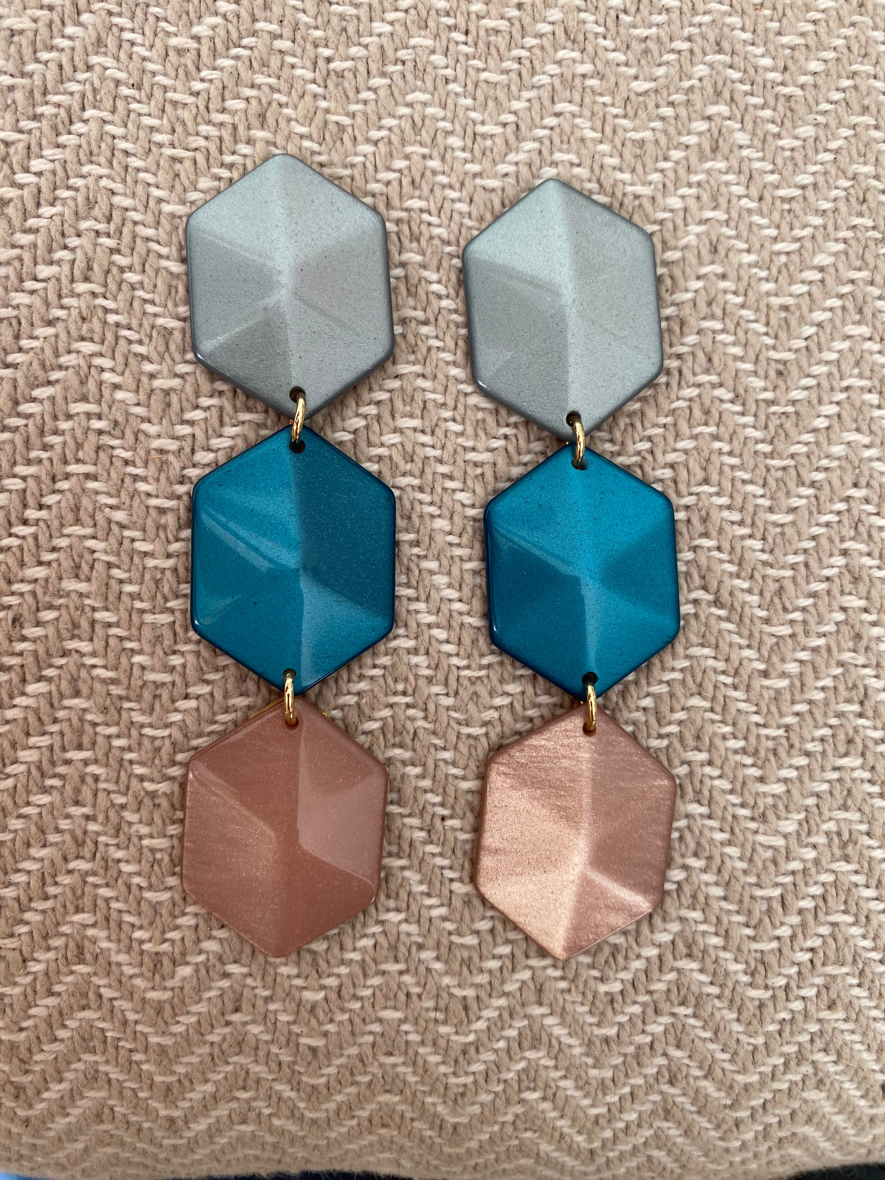 Paviè - Oorbellen Valle Tiffany/Petrolio/Beige
