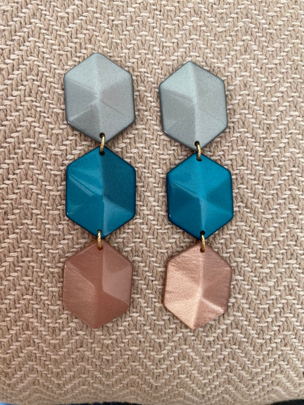 Paviè - Oorbellen Valle Tiffany/Petrolio/Beige