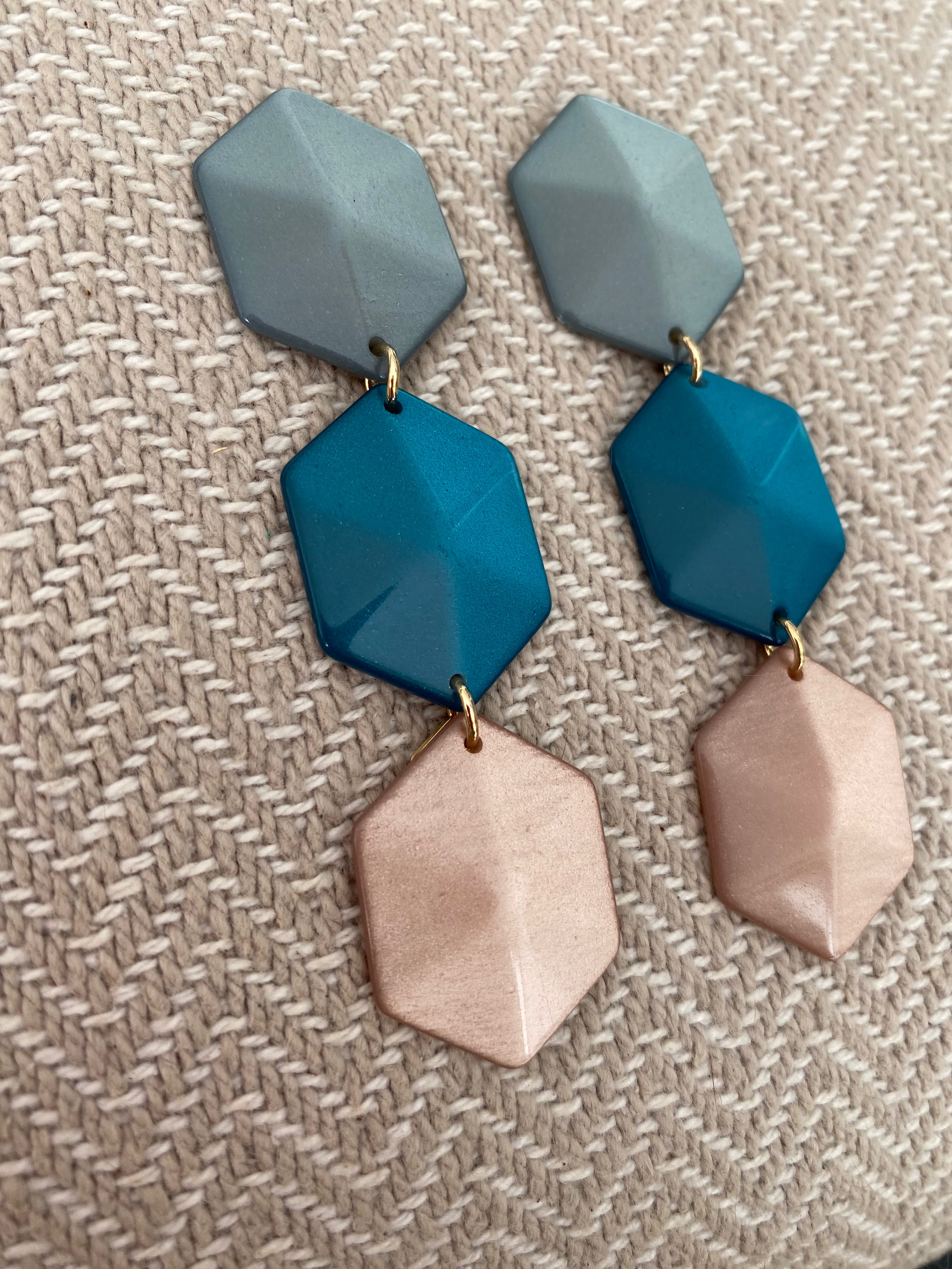 Paviè - Oorbellen Valle Tiffany/Petrolio/Beige