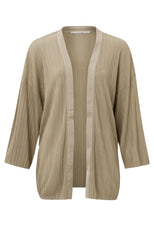 YAYA - Vest Kimono Rib stitch Safari Sand