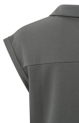 YAYA - Jurk Sleeveless Button Up Magnet Grey
