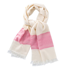 Yaya - Sjaal Mélange Color Stripe Silver Lining Beige & Pink