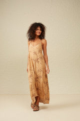 YAYA - Jurk Printed Strappy Maxi Dress Cartouche Brown Dessin