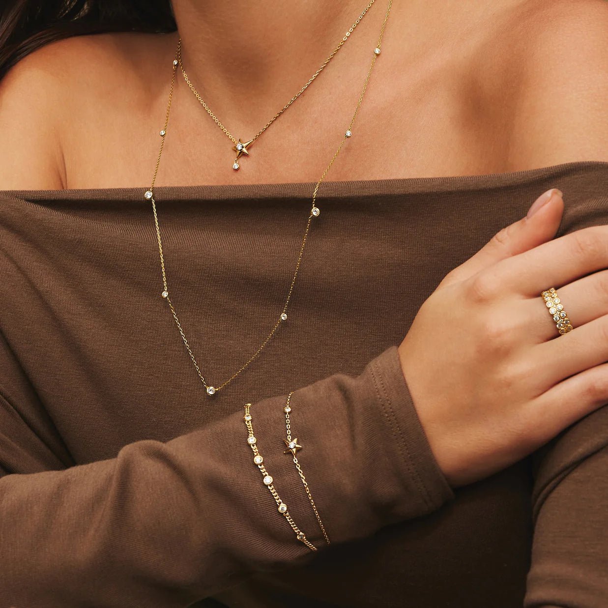 Ania Haie - Armband Melodic Poet Gold Sparkling Star Bracelet Shiny Gold - Luxedy