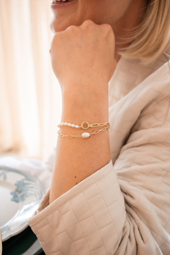 Ania Haie - Armband Pearl Sparkle Chunky Chain Gold - Luxedy
