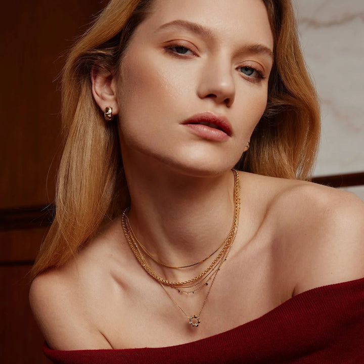 Ania Haie - Ketting Asymmetric Beaded Circle Gold - Luxedy