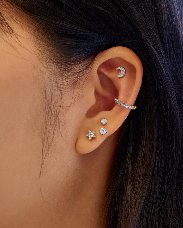 Ania Haie - Oorbel piercing (per stuk) Pavé Crescent Moon Barbell - Luxedy