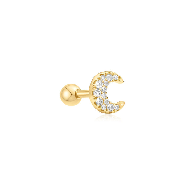 Ania Haie - Oorbel piercing (per stuk) Pavé Crescent Moon Barbell - Luxedy