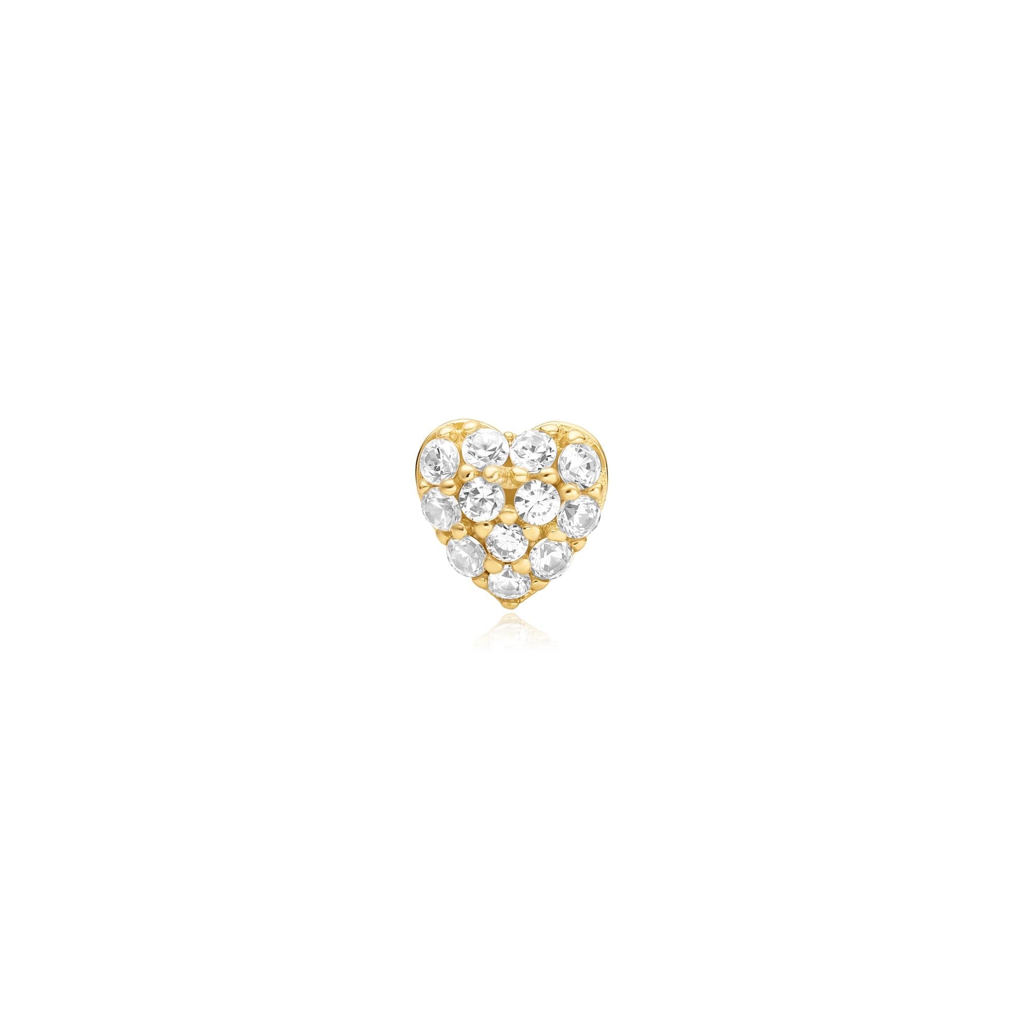 Ania Haie - Oorbel piercing (per stuk) Pavé Heart Barbell - Luxedy