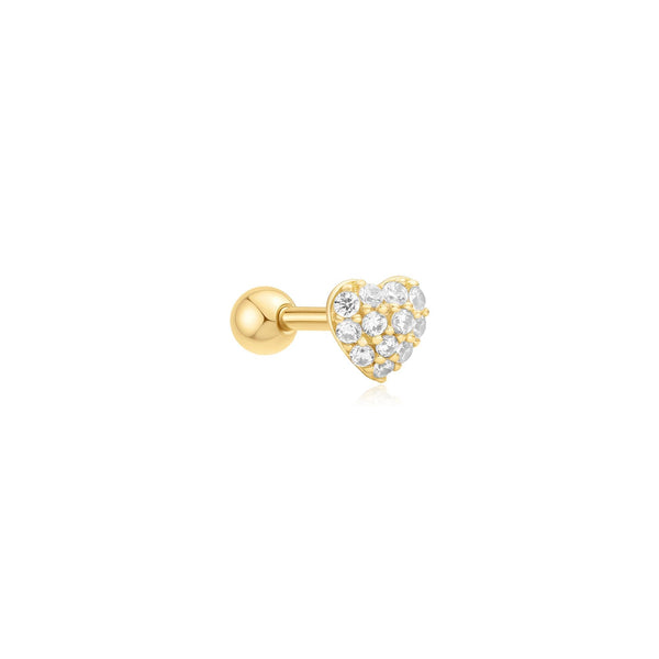 Ania Haie - Oorbel piercing (per stuk) Pavé Heart Barbell - Luxedy