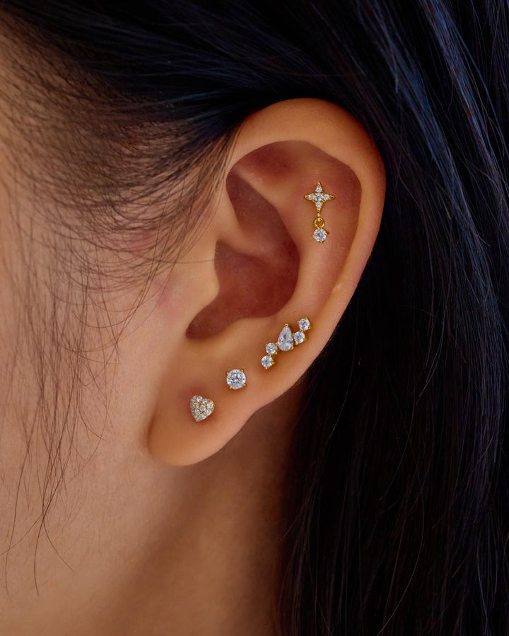 Ania Haie - Oorbel piercing (per stuk) Pavé Heart Barbell - Luxedy