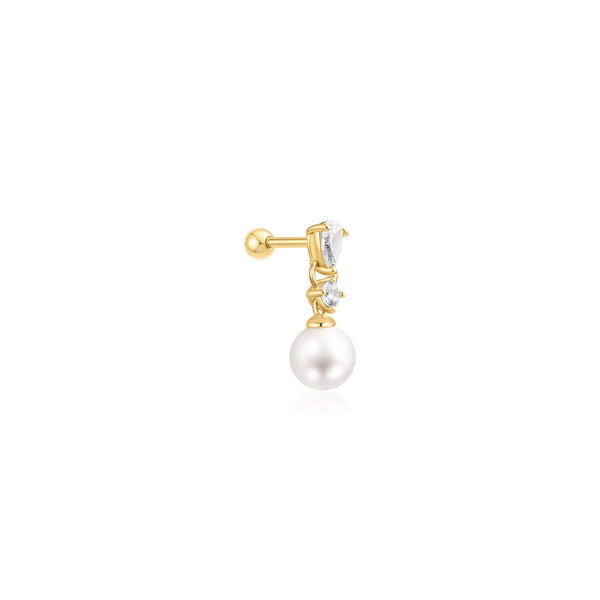 Ania Haie - Oorbel piercing (per stuk) Shell Pearl Dangling Barbell - Luxedy