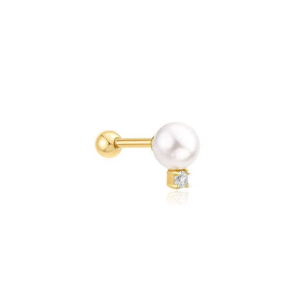 Ania Haie - Oorbel piercing (per stuk) Shell Pearl With Sprankling Accent Barbell - Luxedy