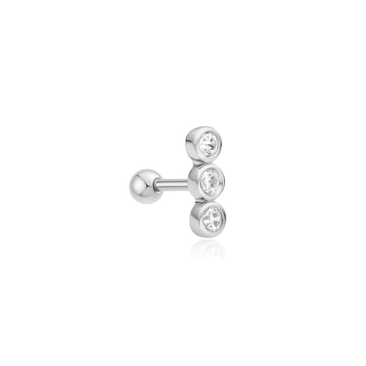 Ania Haie - Oorbel piercing (per stuk) Triple Stone Bezel Barbell - Luxedy