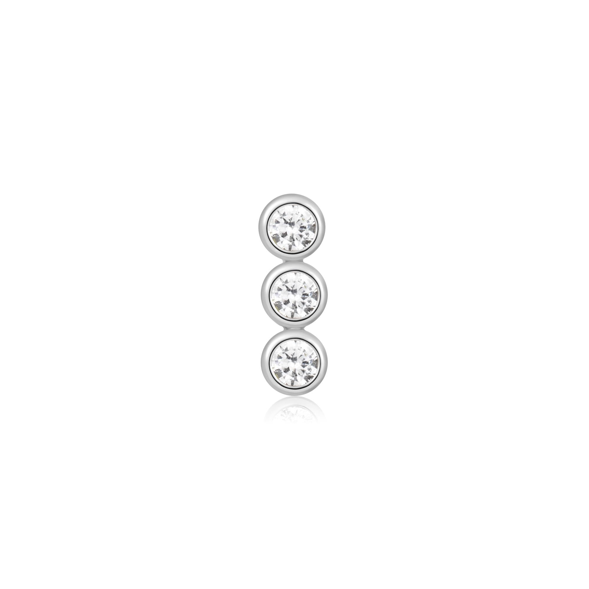 Ania Haie - Oorbel piercing (per stuk) Triple Stone Bezel Barbell - Luxedy