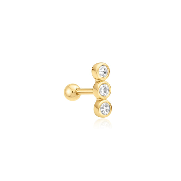 Ania Haie - Oorbel piercing (per stuk) Triple Stone Bezel Barbell - Luxedy