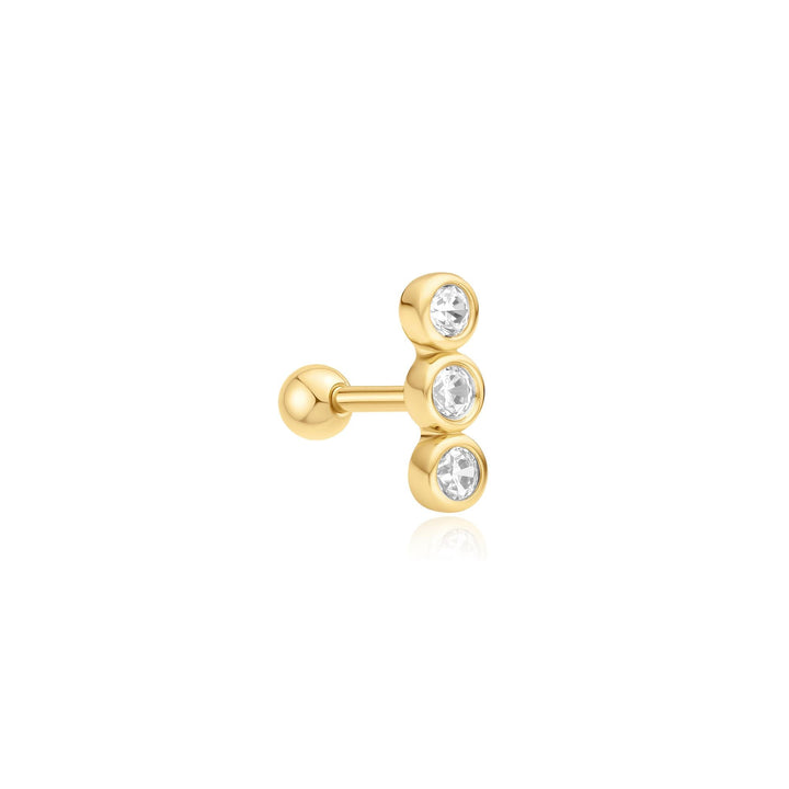 Ania Haie - Oorbel piercing (per stuk) Triple Stone Bezel Barbell - Luxedy