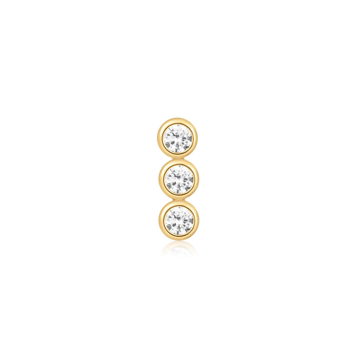 Ania Haie - Oorbel piercing (per stuk) Triple Stone Bezel Barbell - Luxedy