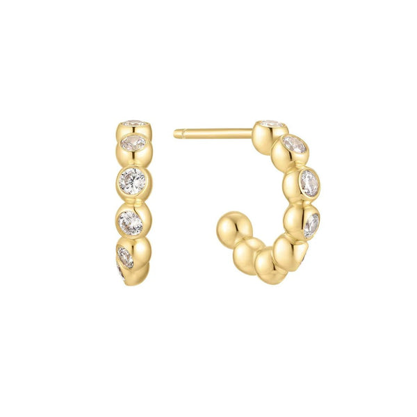 Ania Haie - Oorbellen Bezel Beaded Huggie Gold - Luxedy