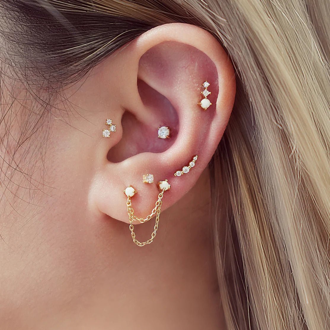 Ania Haie - Oorbellen Gold Bezel Beaded Stone Studs - Luxedy