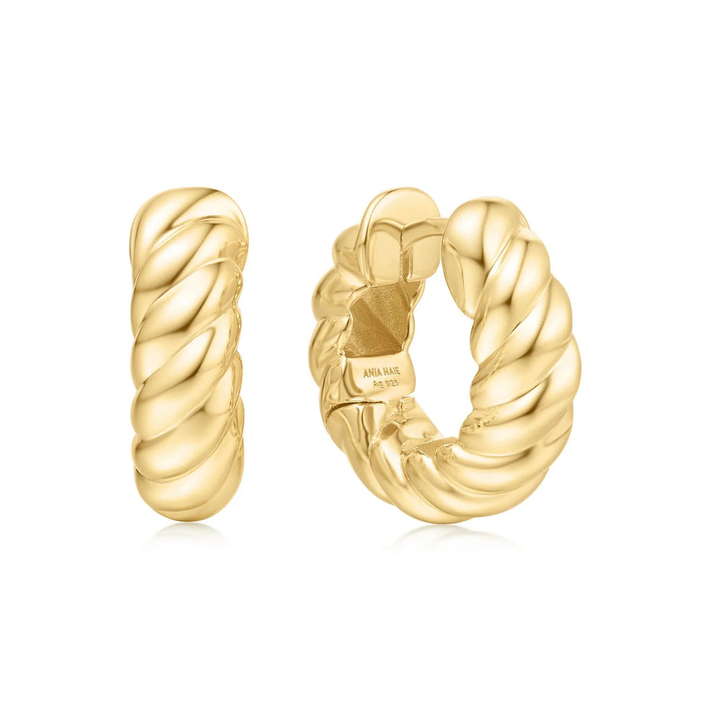 Ania Haie - Oorbellen Gold Bold Texture Medium Huggie Hoop - Luxedy