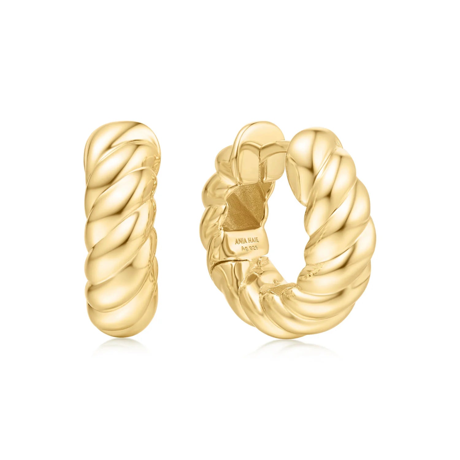 Ania Haie - Oorbellen Gold Bold Texture Medium Huggie Hoop - Luxedy