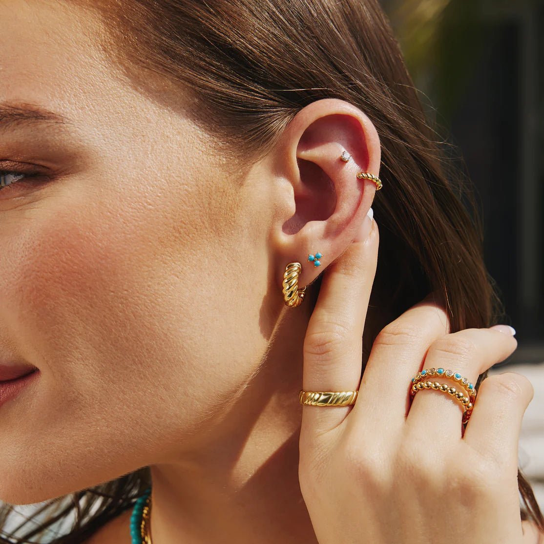 Ania Haie - Oorbellen Gold Bold Texture Small Huggie Hoops - Luxedy