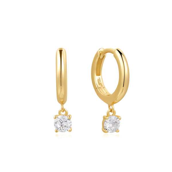 Ania Haie - Oorbellen Gold Drop Solitaire Huggies - Luxedy