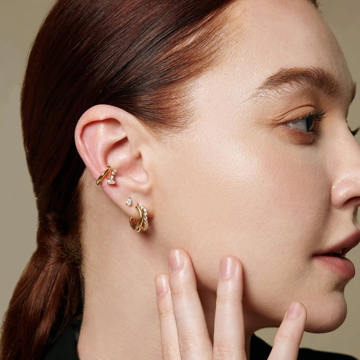 Ania Haie - Oorbellen Gold Hoops Sparkle Double Huggies - Luxedy