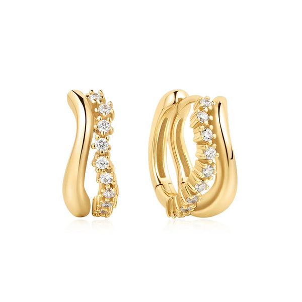 Ania Haie - Oorbellen Gold Hoops Sparkle Double Huggies - Luxedy