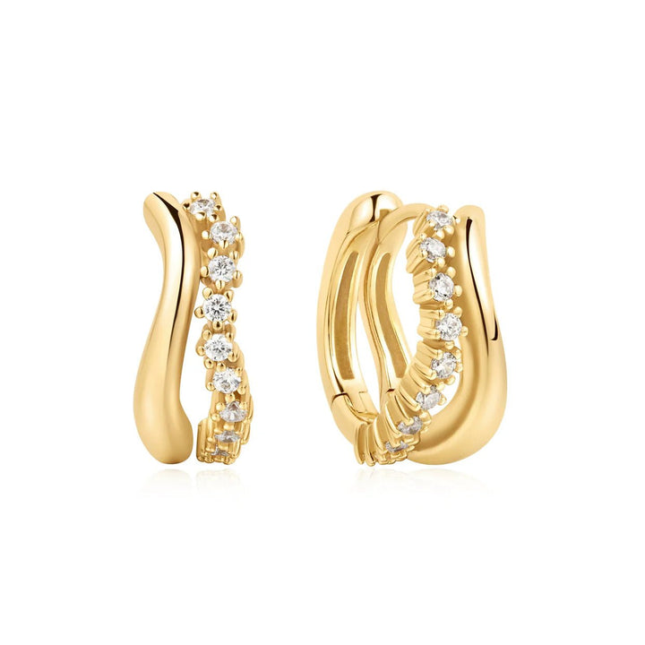 Ania Haie - Oorbellen Gold Hoops Sparkle Double Huggies - Luxedy